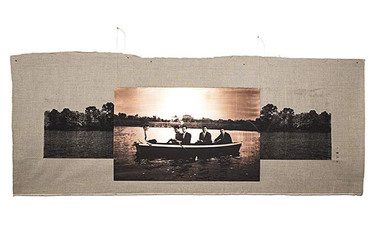 Manal Al Dowayan, Ties in the Boat on the Lake; canvas copper string; 166x68cm.jpg